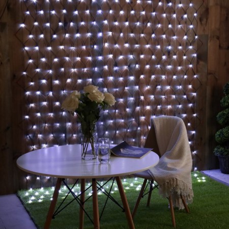 Garland "Network" 2 × 3 m, IP44, UMS, dark thread, 384 LED, white glow, 220 V