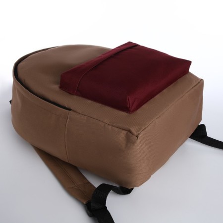 Sports backpack from textiles on lightning, textura, 20 liters, beige/burgundy color-2