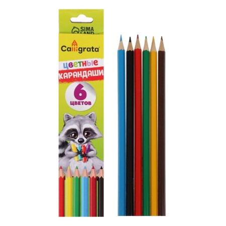 Pencils 6 colors Calligrata, wooden, hexagonal