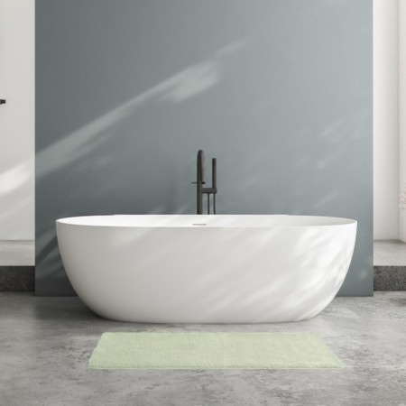 Bathroom mat, 70x120 cm, microfiber, light green color-1
