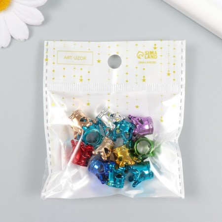 Busina for creativity plastic "Crown glossy metallic" mix 1.4x1.4x1.2 cm-3