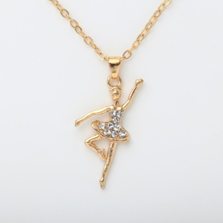 Pens "Ballerina" Fouet, white color in gold, 40 cm