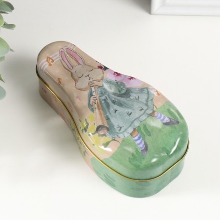 Casket Metal "Hare - Musician" 14.5x7x5 cm-2