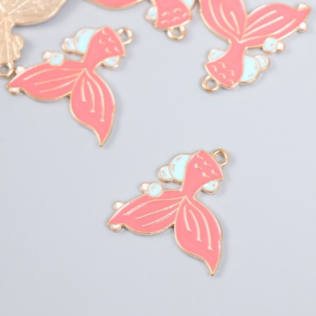 Decor for creativity Metal, enamel "Tail of the Mermaid" pink 2.2x2.3 cm