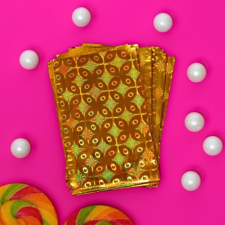 Gift holographic package with sticky tape, "charm", 7.5x12+2 cm-1