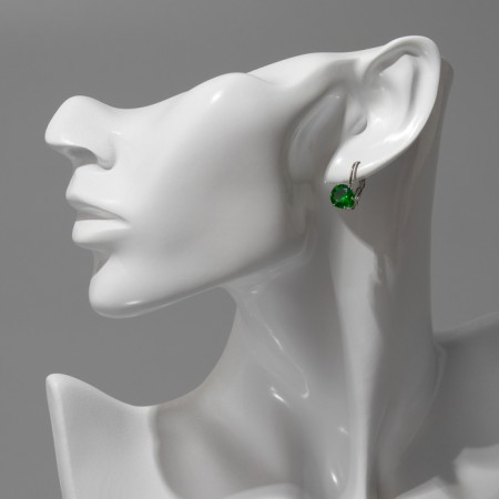 Earrings with “confetti” rhinestones Circle, Mix color in silver-5