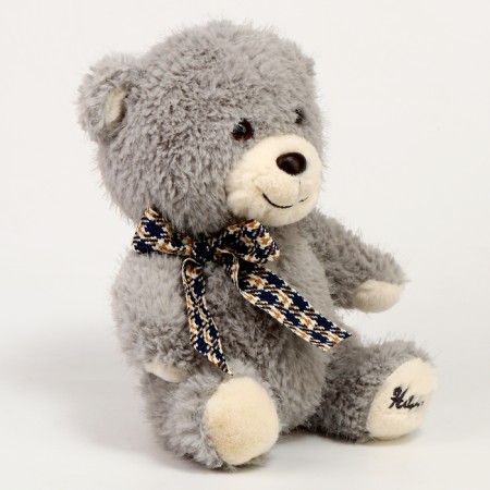 Soft toy "Bear" with a bow, 24 cm, gray color-1
