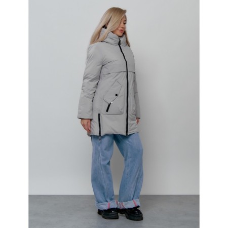 Women's winter jacket, size 42, light gray color-3