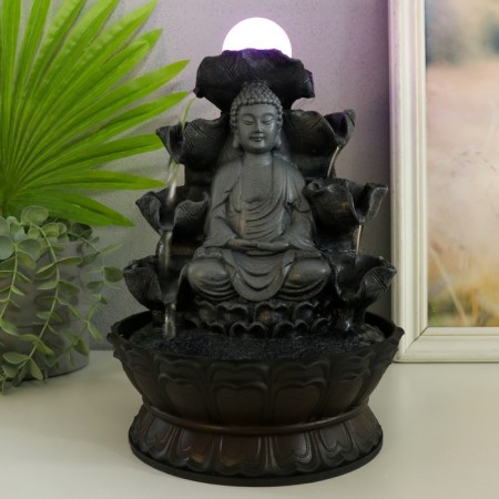 The desktop fountain from the network, backlight "Buddha in gray under waterfalls" 20.5x20.5x30 cm-5