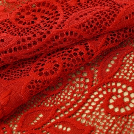 Lace elastic fabric "roses", 165 ± 5 mm × 2.7 ± 0.5 m, burgundy color-1