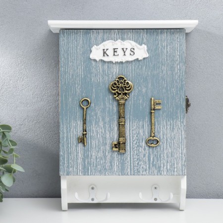 Keywood tree 6 hooks "Three keys" Blue 28x8x22 cm