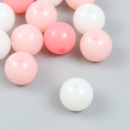 Plastic beads "from white to pink" glossy set 25 grams mix d = 1.6 cm-1