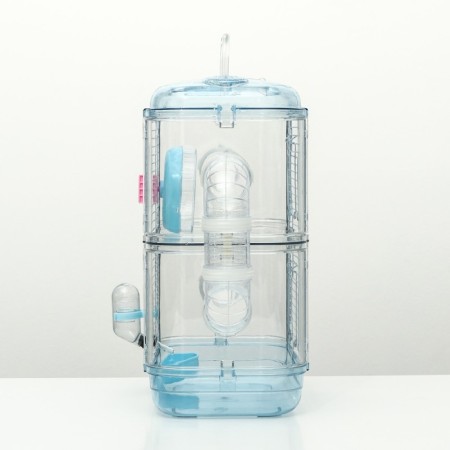 A cage for rodents with a tunnel and filling, 32 x 31 x 39 cm, blue-1