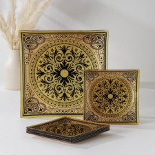 Diningral “Arabesque”, 7 items: 30 × 30 cm - 1 pc, 18 × 18 cm - 6 pcs, yellow color