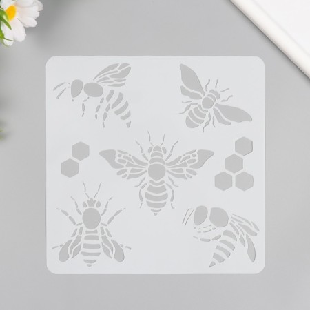 Plastic stencil "Bees" 20x20 cm