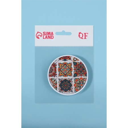 Folding mirror "stained glass", d = 7.3 cm, orange color-3