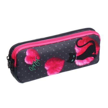 The pencil case is soft, 2 compartments, volumetric, 90 x 220 x 40 mm, Stavia "Black Cat" Gray86244-2