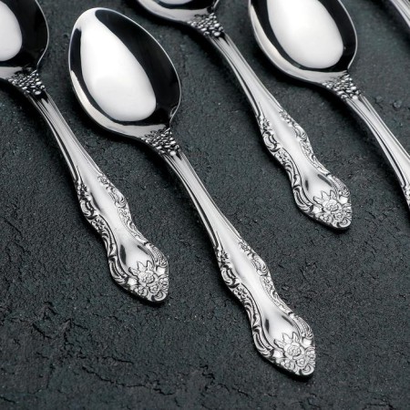 A set of teaspoons "Troika", h = 14 cm, thickness 1.5 mm, 6 pcs, silver color-1