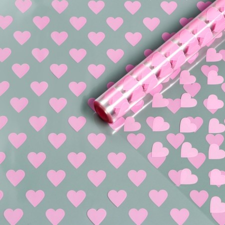 Film Color "Hearts", Pink, 0.7 x 7.6 m, 40 μm, 200 grams-1