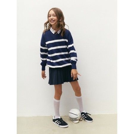 Sweater Knitted Children's Amarobaby Strip, Height 128 cm, Blue Color-8