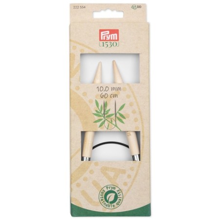 Circular knitting needles, bamboo, 10.0 mm/60cm, 1 pc