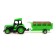 The radio -controlled “farmer” tractor, with a trailer, works on the battery, the color of the green