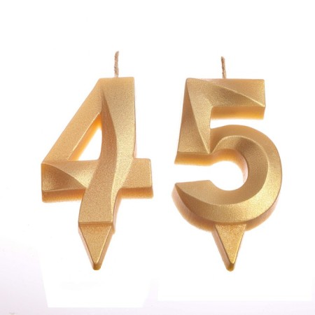 Candle in the cake jubilee "line" (set 2 in 1), number 45, number 54, gold metallic, 6.5 cm-2
