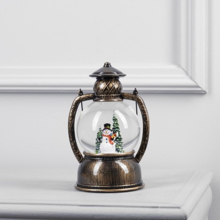 LED figure “Lantern with a snowman” 13 × 19 × 11 cm, plastic, AAX3 batteries (not in the kit), USB, glow warm white-2