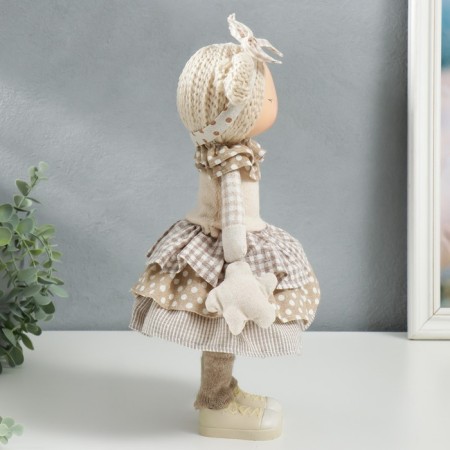 Interior doll "Baby with a bow in hair, with a flower" 35x13.5x20 cm-1