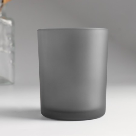 Bank for candles glass "Pure Nature" 220 ml gray, matte, translucent 7x7x8.4 cm-1