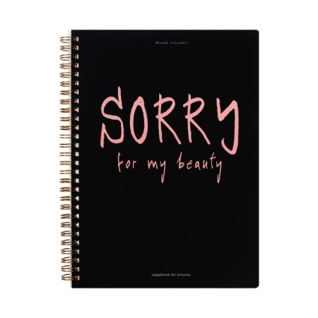 Notebook B5, 60 sheets in a cage on the Sorry crest, on a solid substrate, cardboard cover, Soft Touch lamination, foil embossing, block 70 g/m2