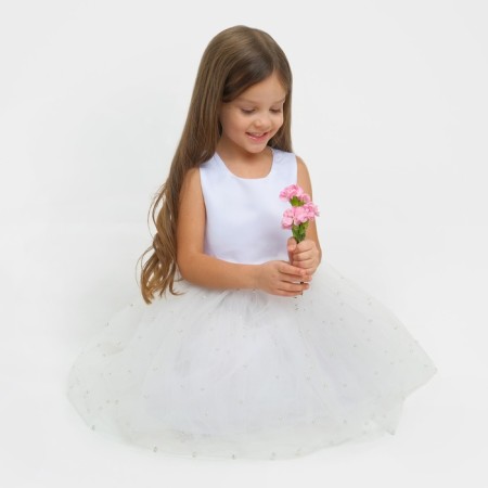 Children's dress with beads kaftan p. 36 (134-140 cm), white-6