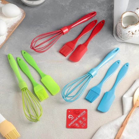 Set for baking the share "Summer", 3 objects: spatula, brush, corolla, color mix-2