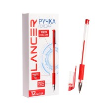 Gel pen, 0.5 mm, red rod, transparent case, with a rubber holder