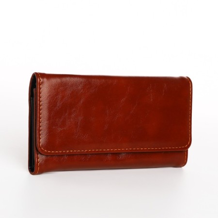 Women's wallet on the button, brown color