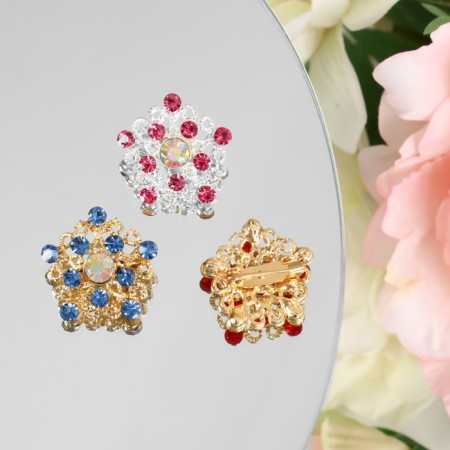 Brooch "Assorted" flowers, color mix (indivisible packing 12 pcs., Price per pcs.)-2