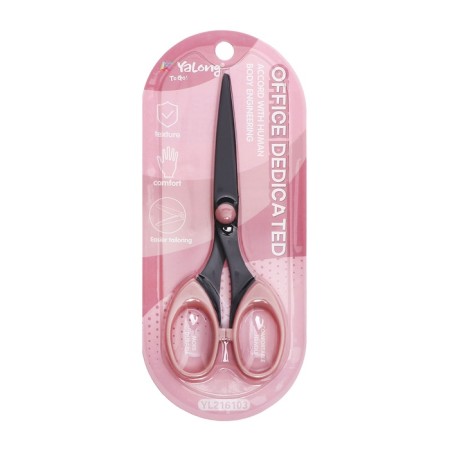 Chancellery scissors 15.8 cm office, black blade, plastic handles, blister, mix-4