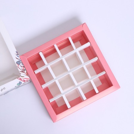Box for sweets, confectionery packaging, 16 cells, with love, 17.7 x 17.7 x 3.8 cm-3