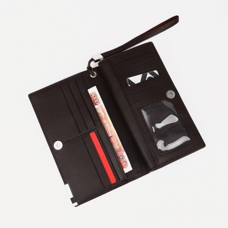 Men's purse with lightning, a section on a magnet, with a pen, brown color-2