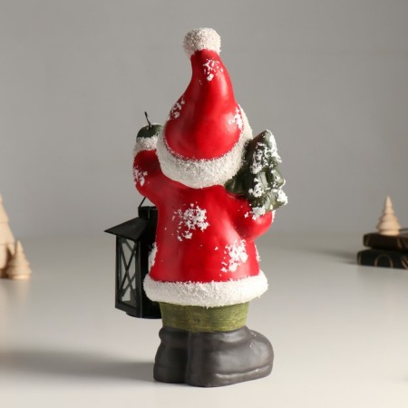Ceramics Ceramics "Santa Claus in a red fur coat, with a flashlight and a Christmas tree" 15.5x9x30 cm-2