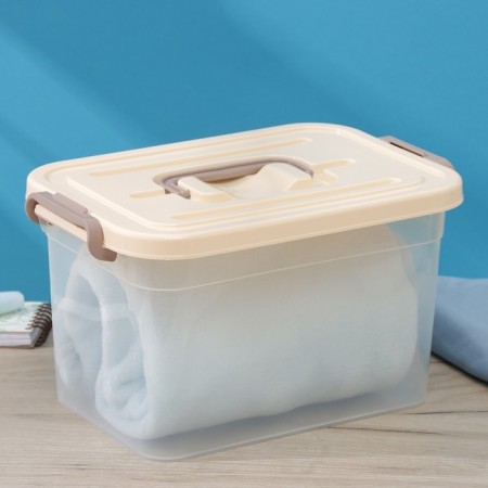 Storage container with a lid of a share, 6.5 l, 31 × 20 × 18 cm, beige color-3