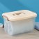Storage container with a lid of a share, 6.5 l, 31 × 20 × 18 cm, beige color