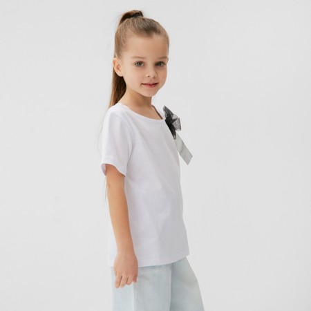 T-shirt Children's KAFTAN "Bow", p. 32 (110-116 cm), white/black-6