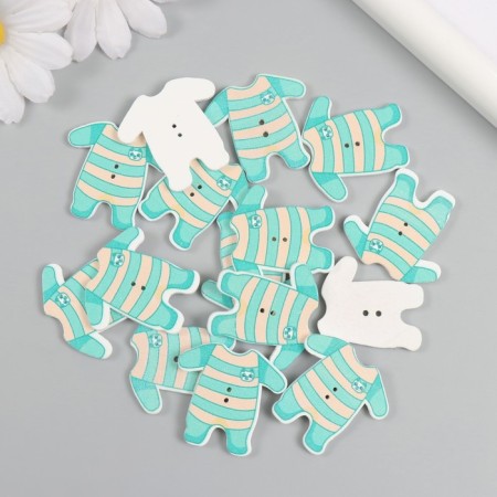 Buttons wood for creativity 2 punctures "Green overalls" set of 15 pcs 3.2x3.3 cm-2