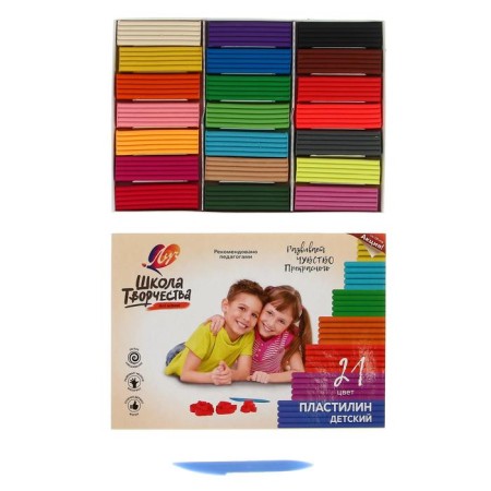 Plasticine 21 color 420 g "School of Creativity"