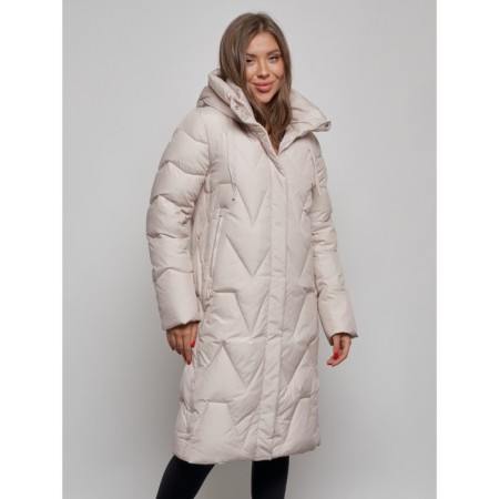Coat insulated winter female, size 50, beige color-7