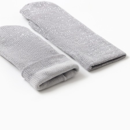 Mittens double manual embroidery, gray color, river 18-2