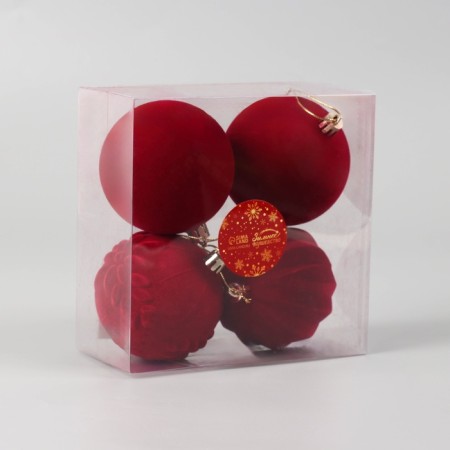 Set of balls plastic D-8 cm, 4 pcs "velvet heat" red-1