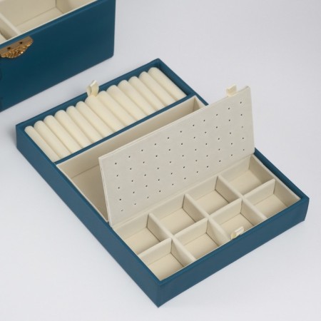 Casket to the leatherette for decorations the chest "Piece on sakura. Blue" Blue "26x20x13 cm-7