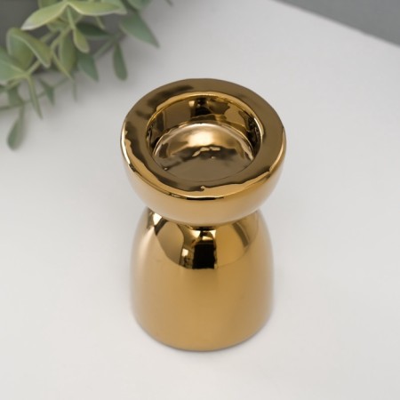 Ceramics candlestick per 1 candle "Illusion" d = 4 cm gold 6.5x6.5x10 cm-2